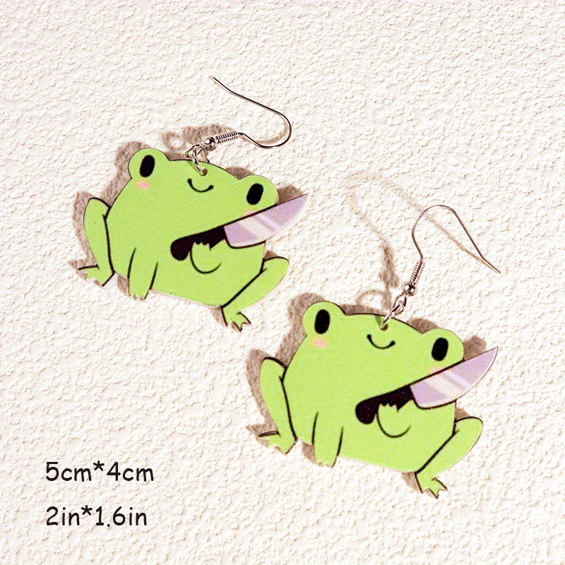 Quack Duck Chick Frog Earrings Acrylic Animal Jewelry